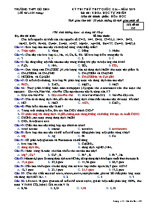 Đề thi thử THPT Quốc gia môn Hóa học năm 2019 - Mã đề 135 - Trường THPT Gò Đen (Kèm đáp án)